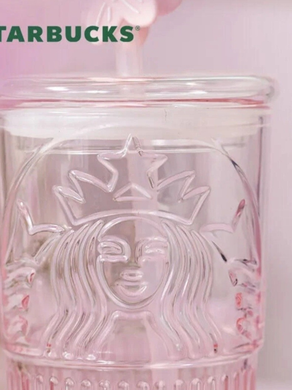 2024 Starbucks Glass Cup Gradient Sakura Tumbler w/Cherry blossom Topper - Picture 5 of 6